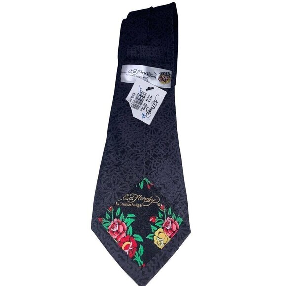 Ed Hardy Christian Audigier Silk‎ Necktie Bull Dog and Crown Mens Tie - Picture 3 of 7